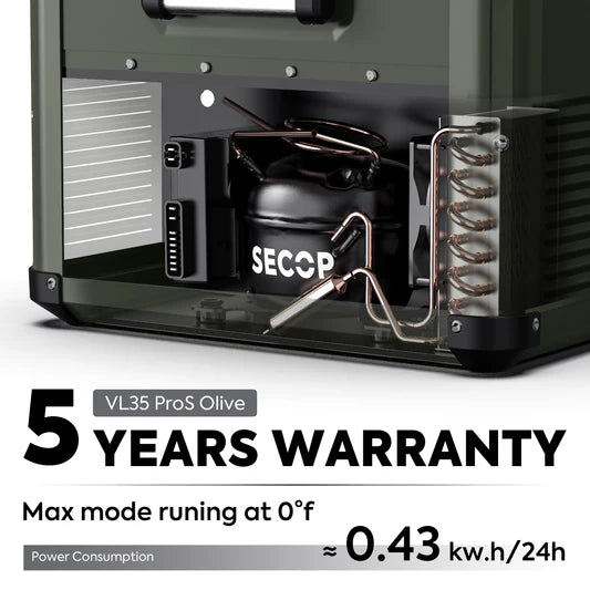 ICECO VL35ProS 12v refrigerator, 37Qt/35L Portable Freezer Powered by SECOP, Reversible&Removable Lid, 12/24V DC & 110-240V AC, 0°F to 50°F, 12v Freezer RV Car| With Slide&Battery

