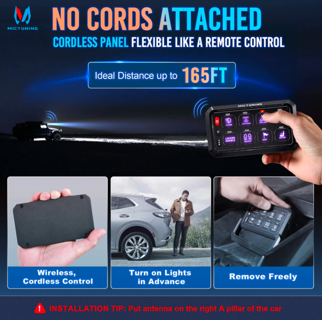 Wireless Cordless 8 Gang RGB Switch Panel P1s-AC, 5-Level Brightness, Multifunction Removable Panel