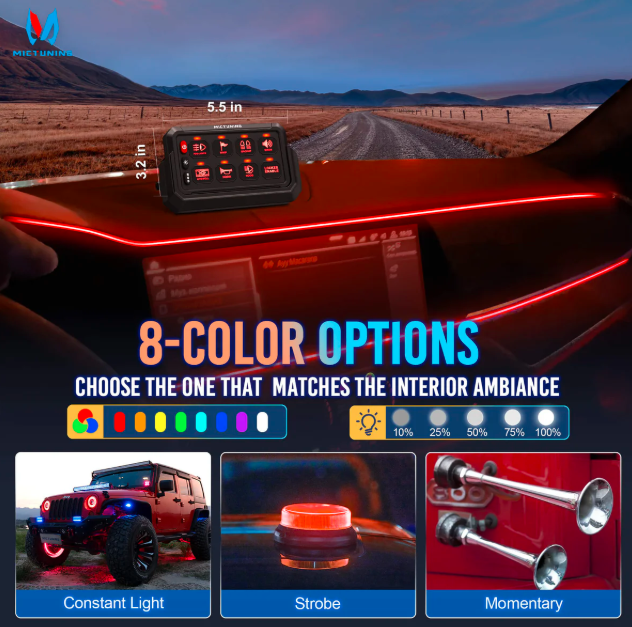 Wireless Cordless 8 Gang RGB Switch Panel P1s-AC, 5-Level Brightness, Multifunction Removable Panel