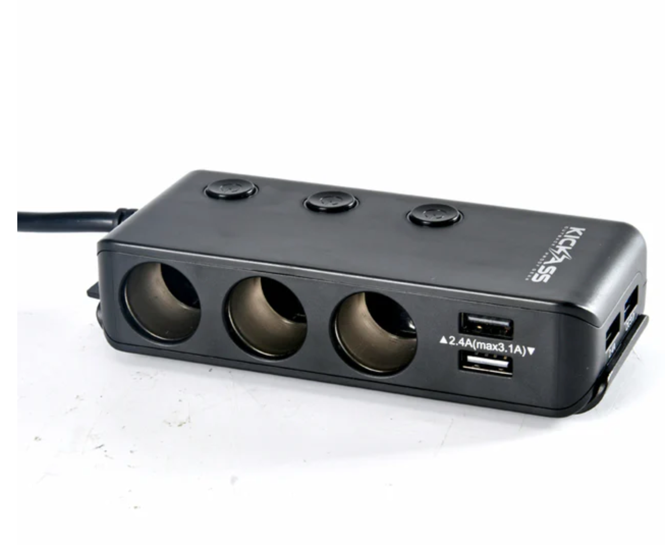 KickAss 3 Way Cigarette Socket Splitter with USB Ports