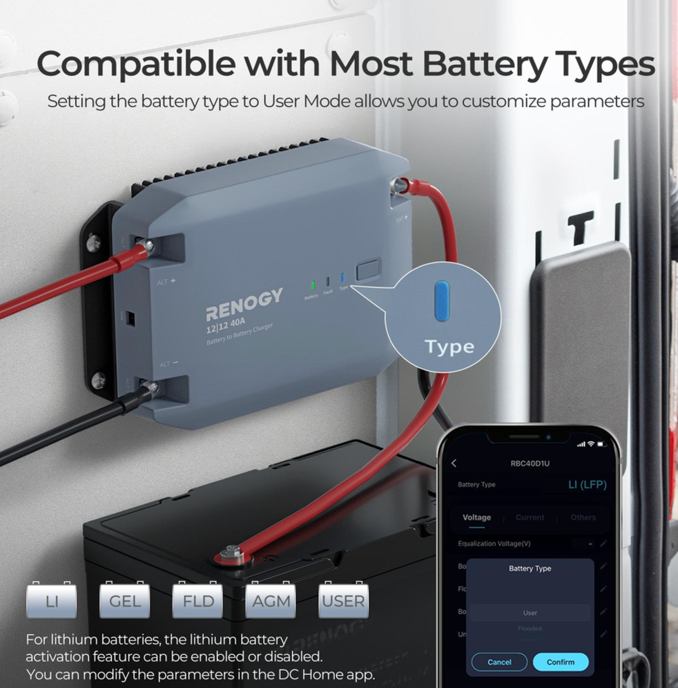 12V 40A DC to DC Battery Charger