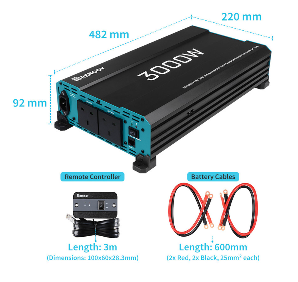 3000W 12V to 230V/240V Pure Sine Wave Inverter With English Standard Socket (with UPS Function)