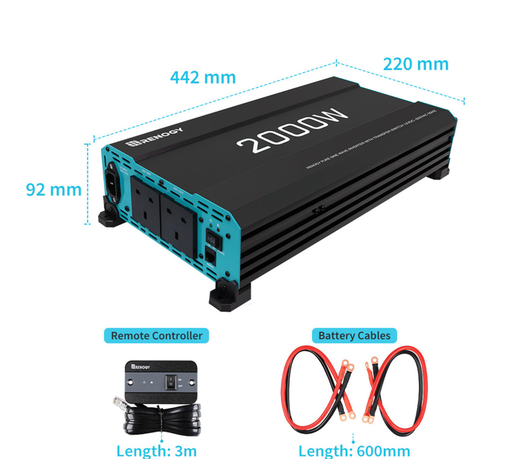 2000W 12V Pure Sine Wave Inverter With English Standard Socket (with UPS Function)