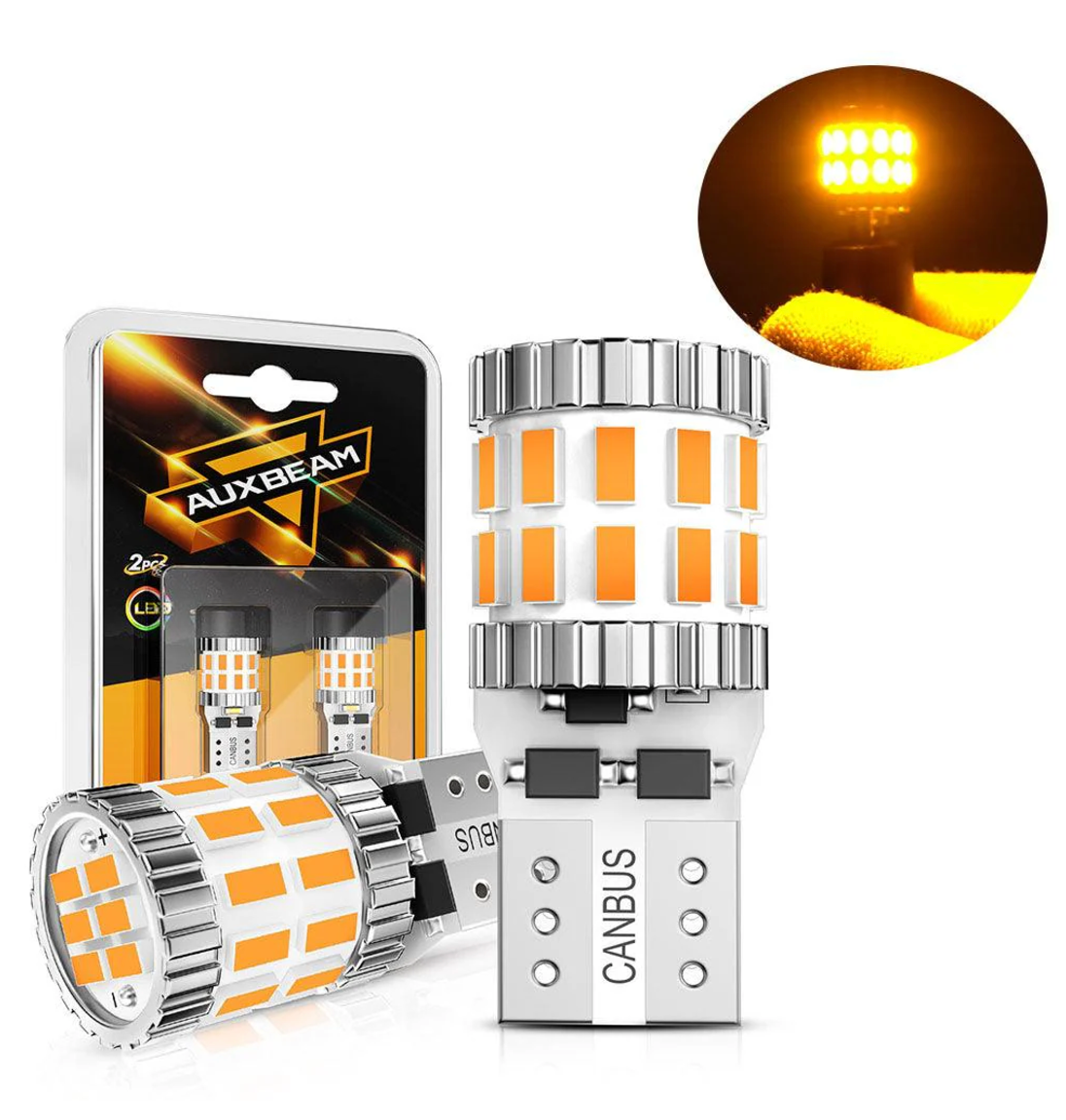 168 2825 W5W T10 LED License Plate/Side Marker/Interior Light Bulbs 3W 400% Brighter Canbus Error Free Amber B1 Series | 2 Bulbs