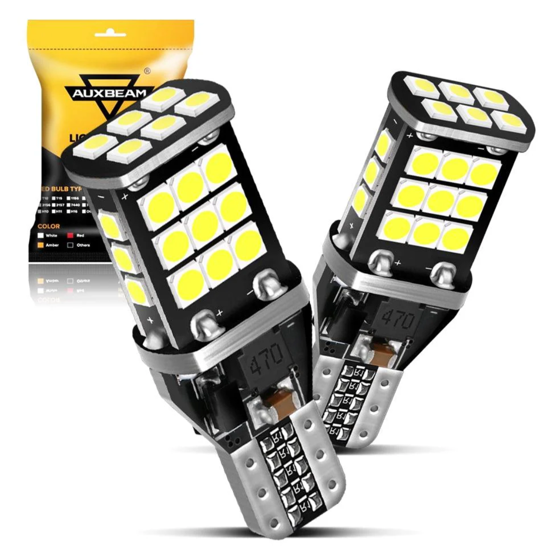 912 921 T15 W16W LED BACK-UP/BRAKE/TAIL LIGHT BULBS 10W 300% HIGH BRIGHTNESS CAN-BUS ERROR FREE 6500K WHITE | 2 BULBS #XD000292