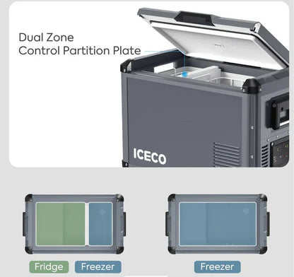 ثلاجة-47.5QT VL45ProD Dual Zone Portable Fridge Freezer - Gray Special edition | ICECO
