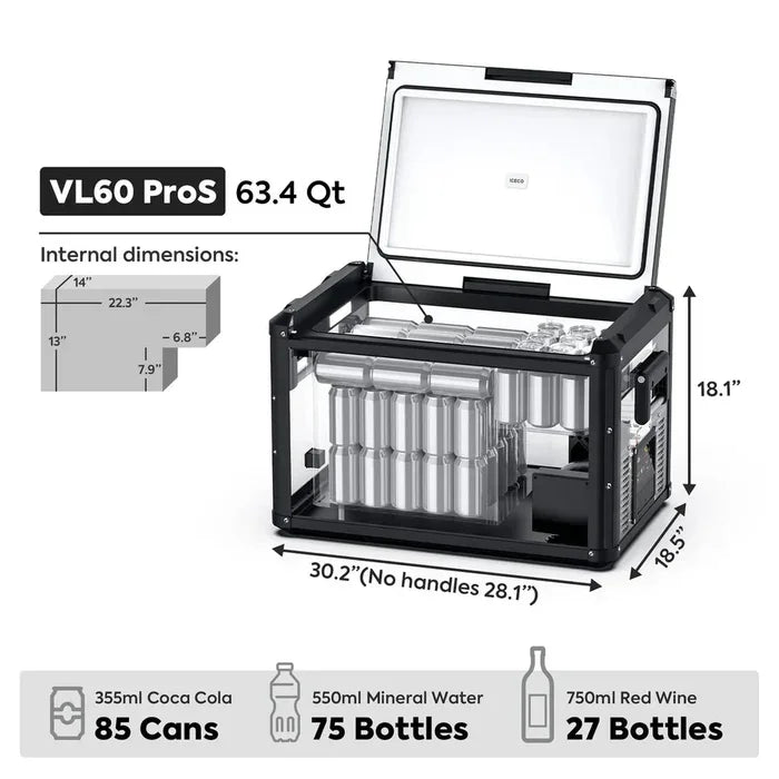 VL60ProS Single Zone Portable Freezer | ICECO | 60 LT ثلاجة كرتون مفتوح - مع كفر هدية-Open Box