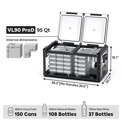 95QT VL90ProD Dual Zone RV 12 volt Fridge Freezer | ICECO ثلاجة
