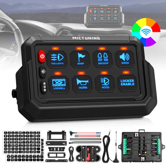 Wireless Cordless 8 Gang RGB Switch Panel P1s-AC, 5-Level Brightness, Multifunction Removable Panel