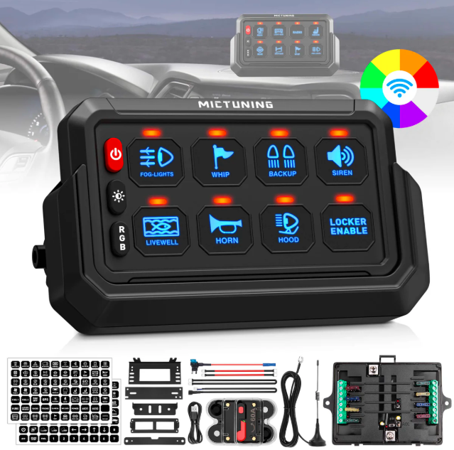 Wireless Cordless 8 Gang RGB Switch Panel P1s-AC, 5-Level Brightness, Multifunction Removable Panel