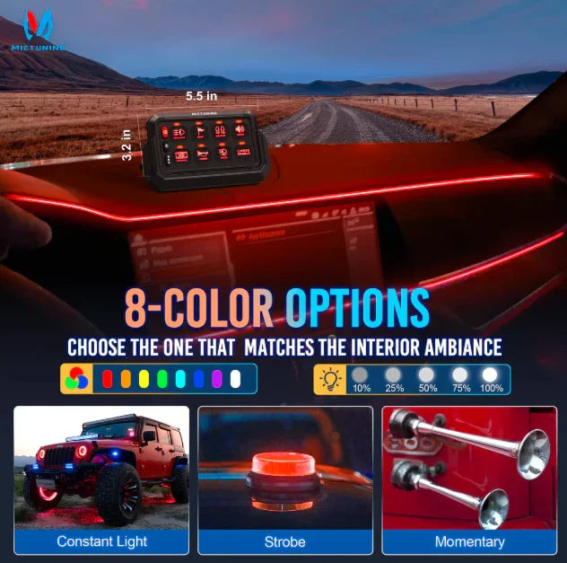 Wireless Cordless 8 Gang RGB Switch Panel P1s-AC, 5-Level Brightness, Multifunction Removable Panel