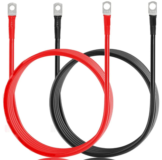 7FT 7AWG BATTERY CABLES TINNED COPPER RING TERMINAL LUGS BATTERY WIRES