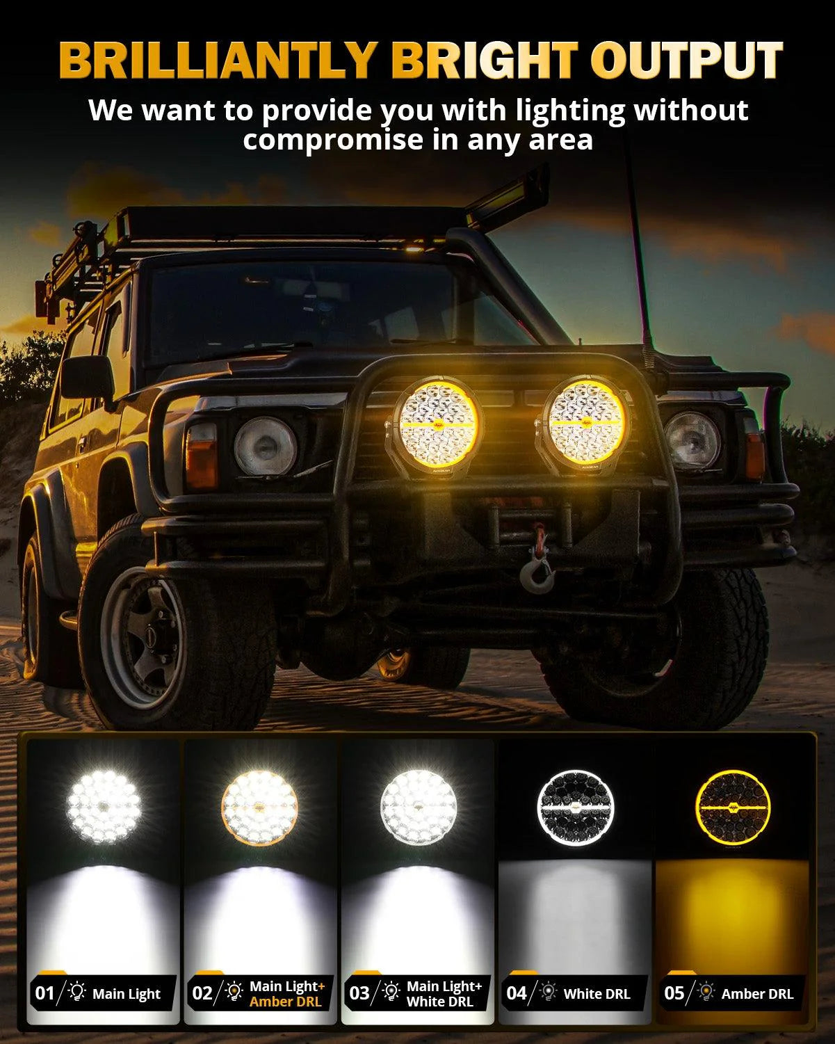 كشاف - RAY-L Series | 9 Inch 318W 34180LM Dual DRL Offroad LED Driving Lights