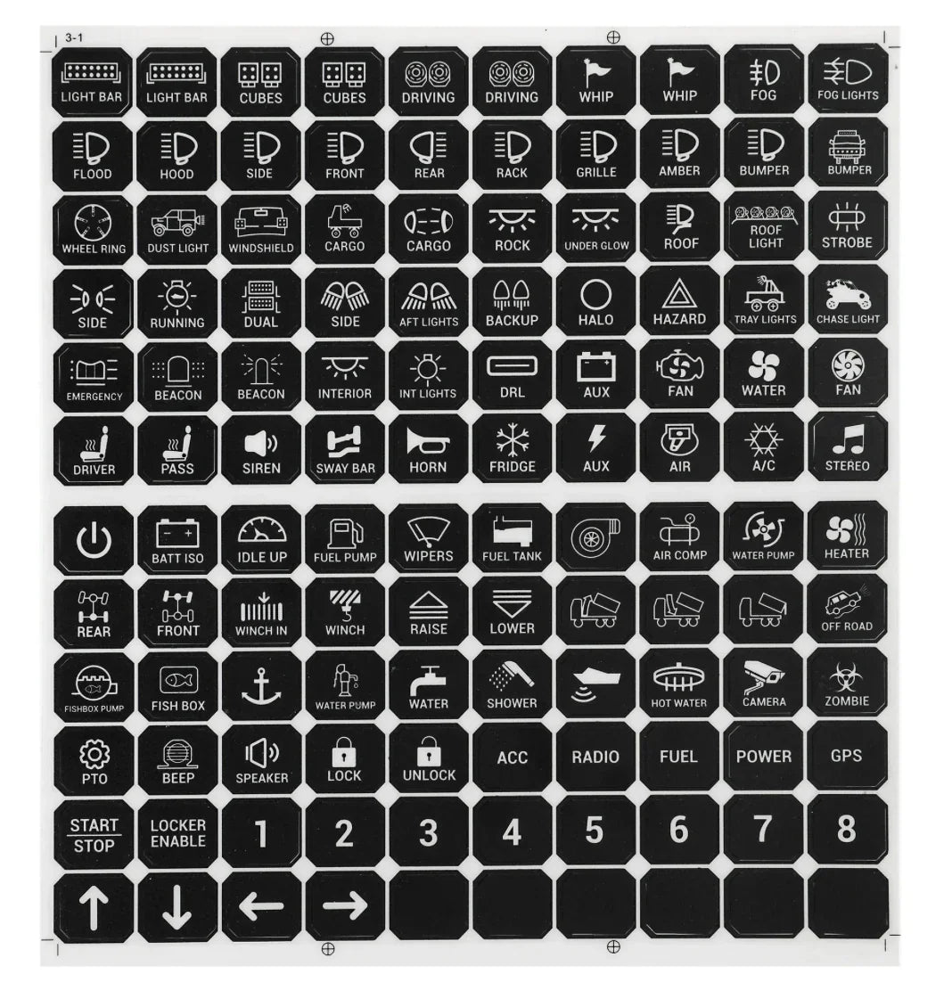 120 UNIVERSAL STICKERS FOR SWITCH PANEL