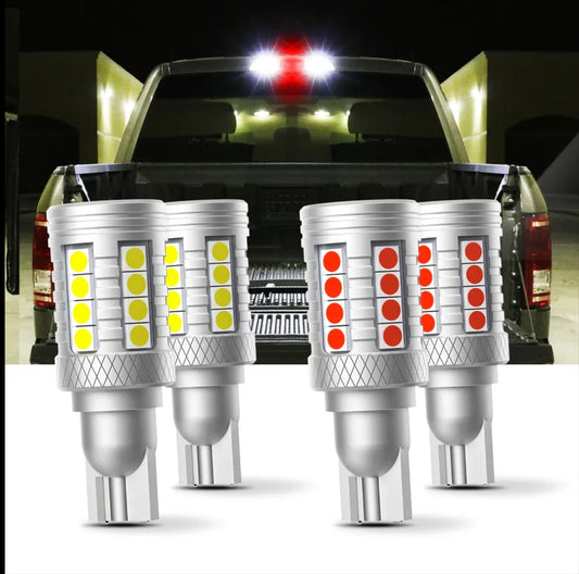 921 912 LED BULBS CARGO LIGHT HIGH MOUNT STOP 3RD BRAKE LIGHT COMBO, WHITE & STROBE RED KIT | 4 BULBS