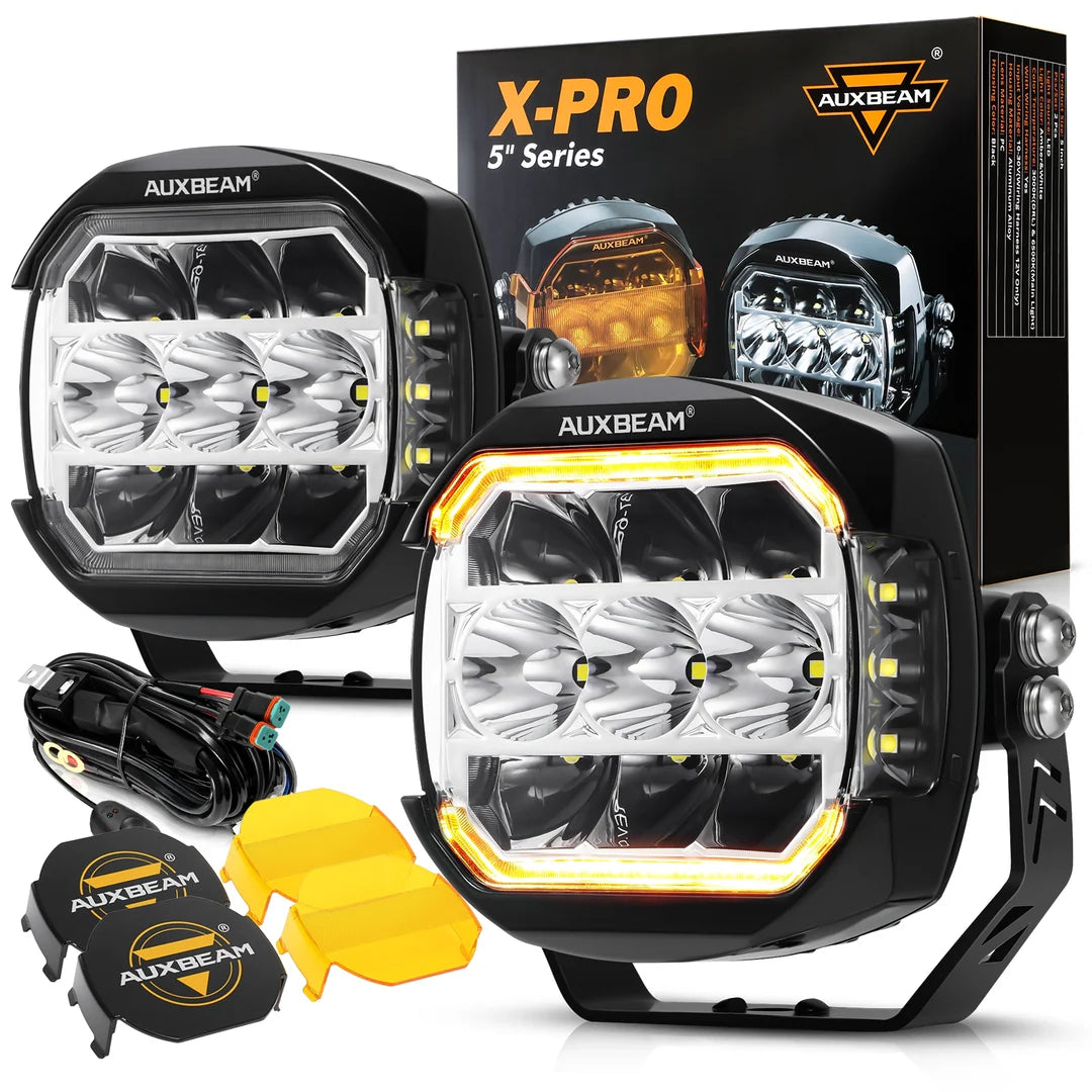 X-PRO SERIES | 5 INCH 174W LED SIDE SHOOTER POD LIGHTS WITH WHITE DRL&AMBER TURN SIGNAL LIGHT