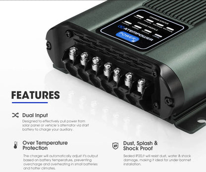 12V 40A DC To DC Battery Charger MPPT System Kit Isolator Dual Battery