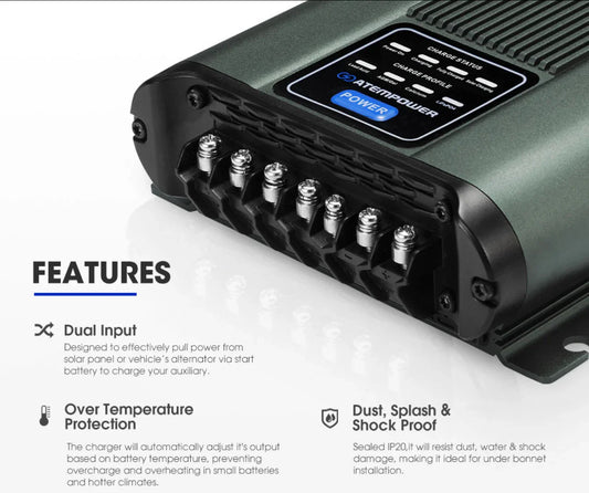 12V 40A DC To DC Battery Charger MPPT System Kit Isolator Dual Battery