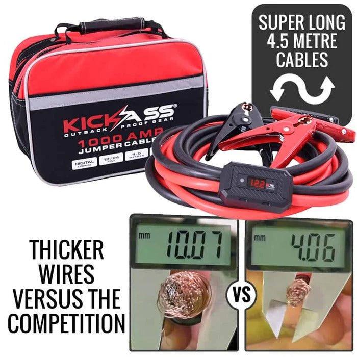 KickAss Jumper Cables - 1000 Amp - 4.5M - 2 AWG - Surge Protected